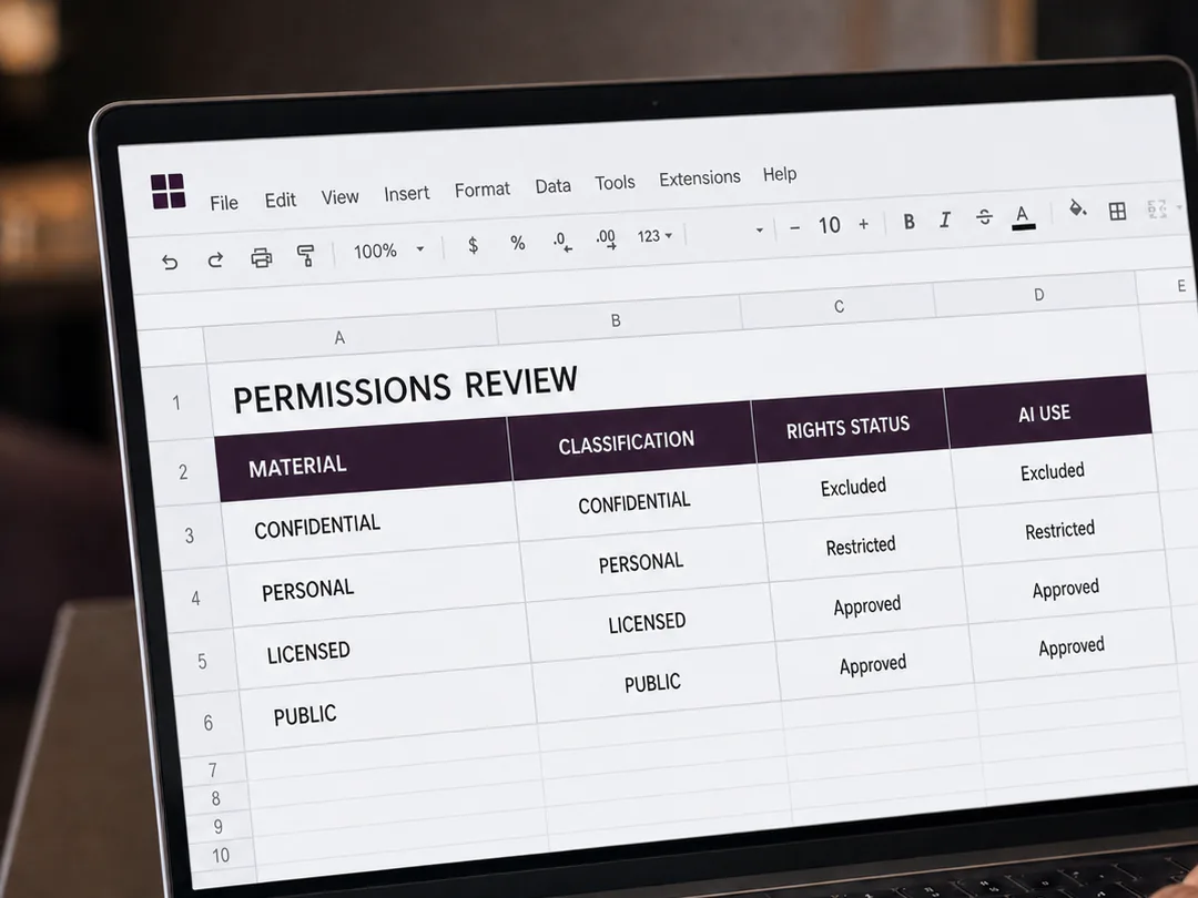 Permissions and rights are checked before content enters the workflow.