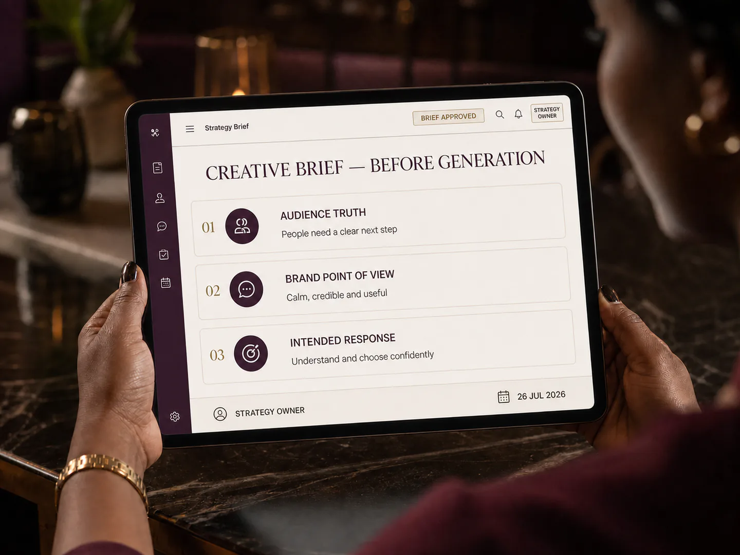 The creative process begins with a point of view and customer outcome.