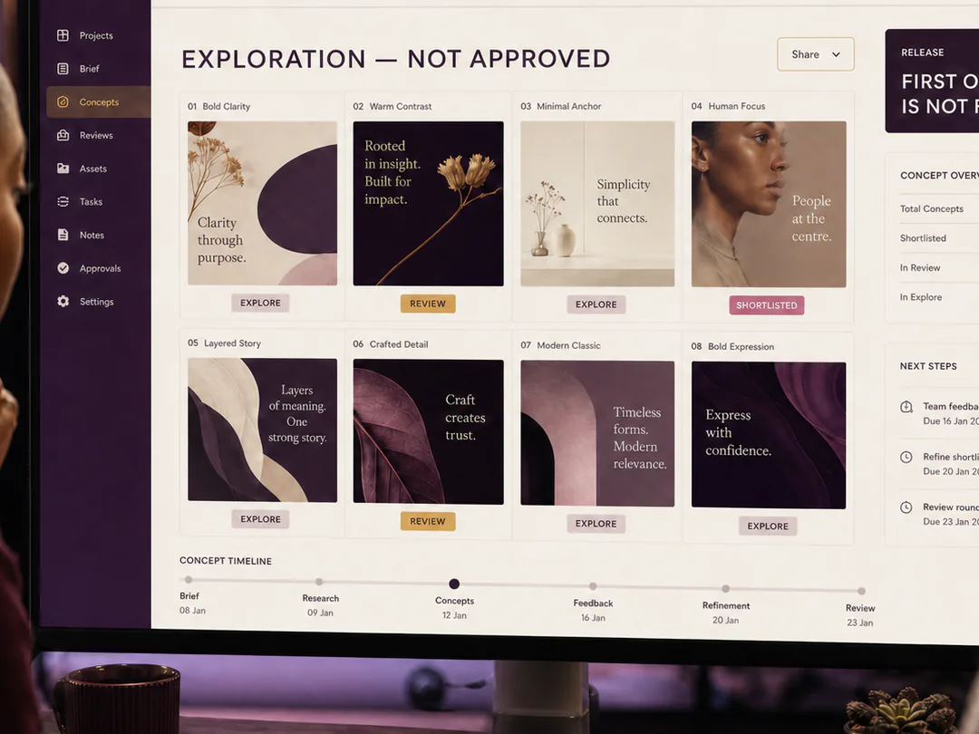 AI-assisted options expand exploration but remain unapproved working material.