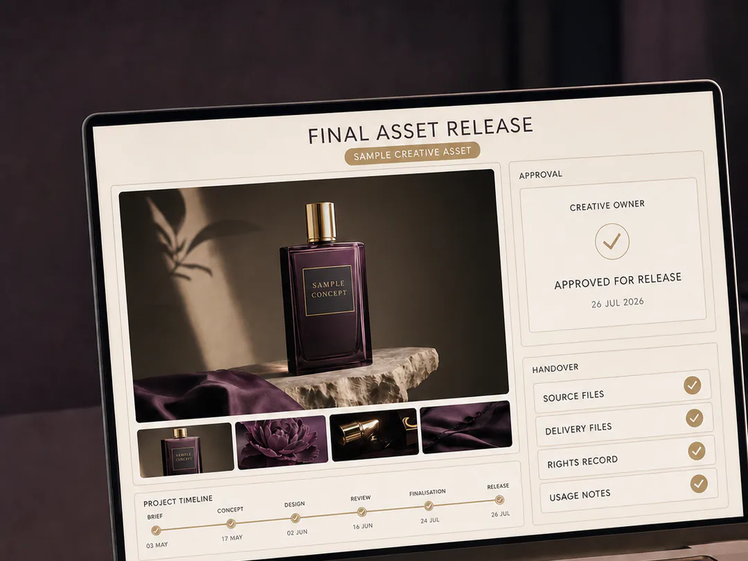 A human creative owner makes the final release decision and prepares the handover.