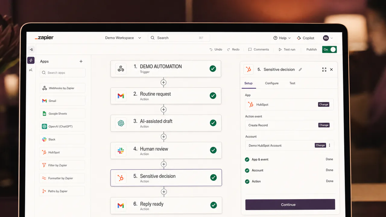 Routine automation connects smoothly to a human handoff for sensitive decisions.