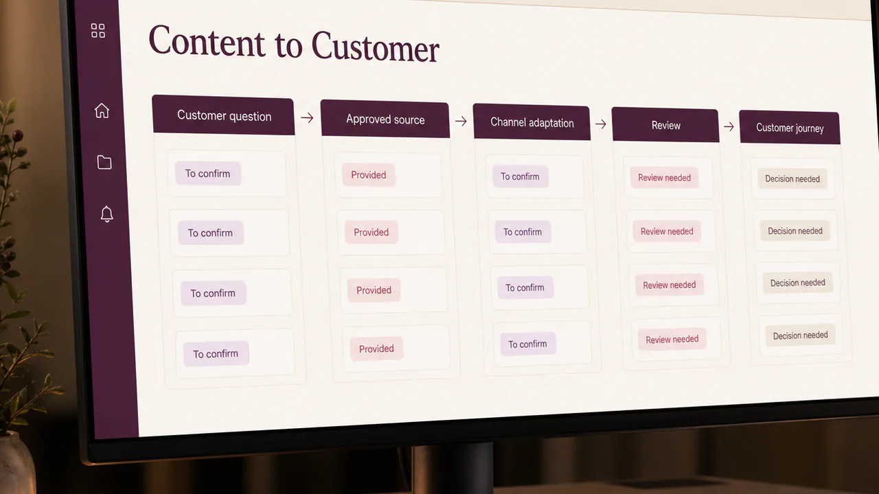 A content operations lead connects a fast production pipeline to the customer journey.