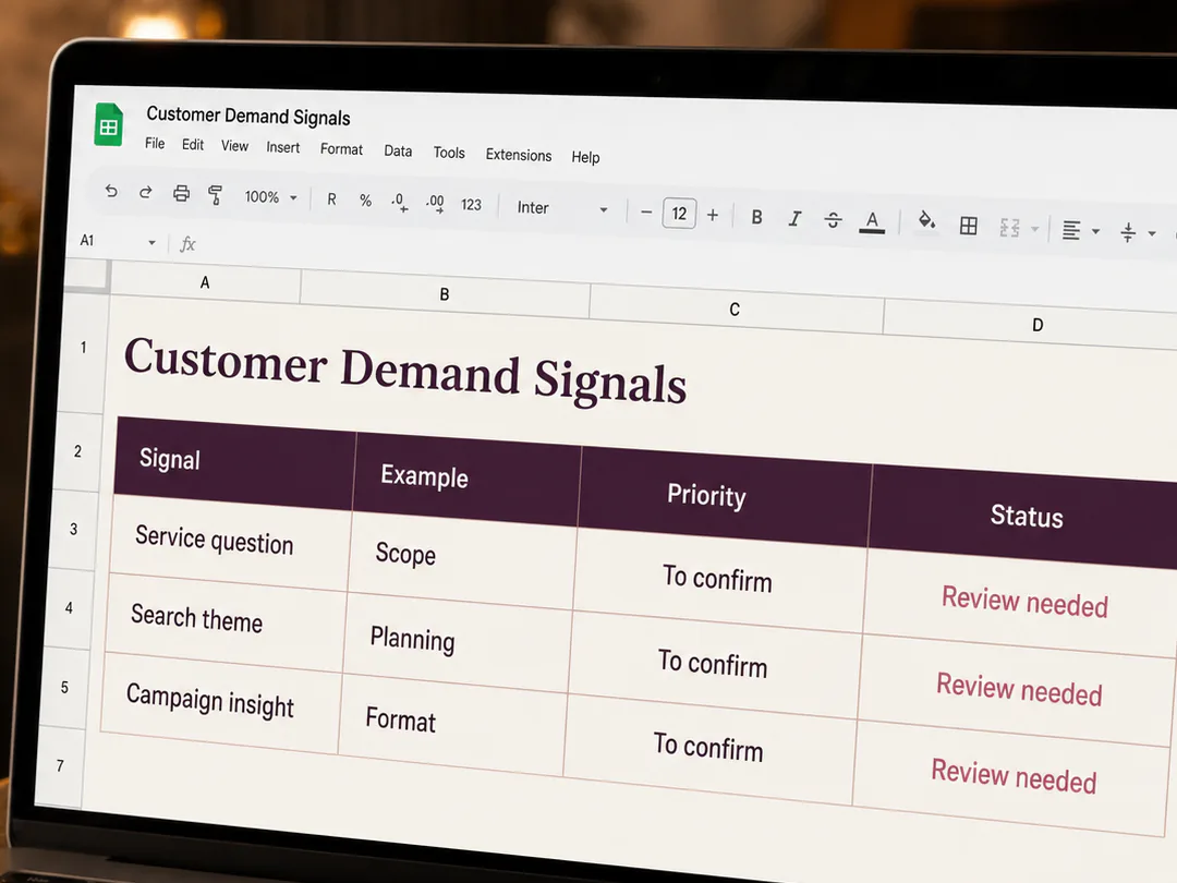 Customer demand signals are prioritised before new content is produced.