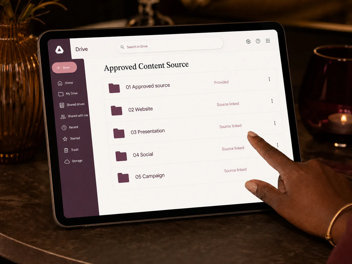 One approved content source supports several channel-specific outputs.