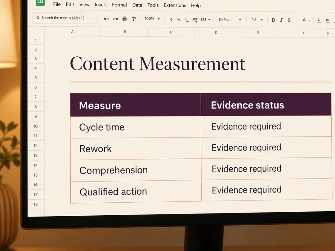 Content performance is measured through delivery efficiency and customer outcomes.