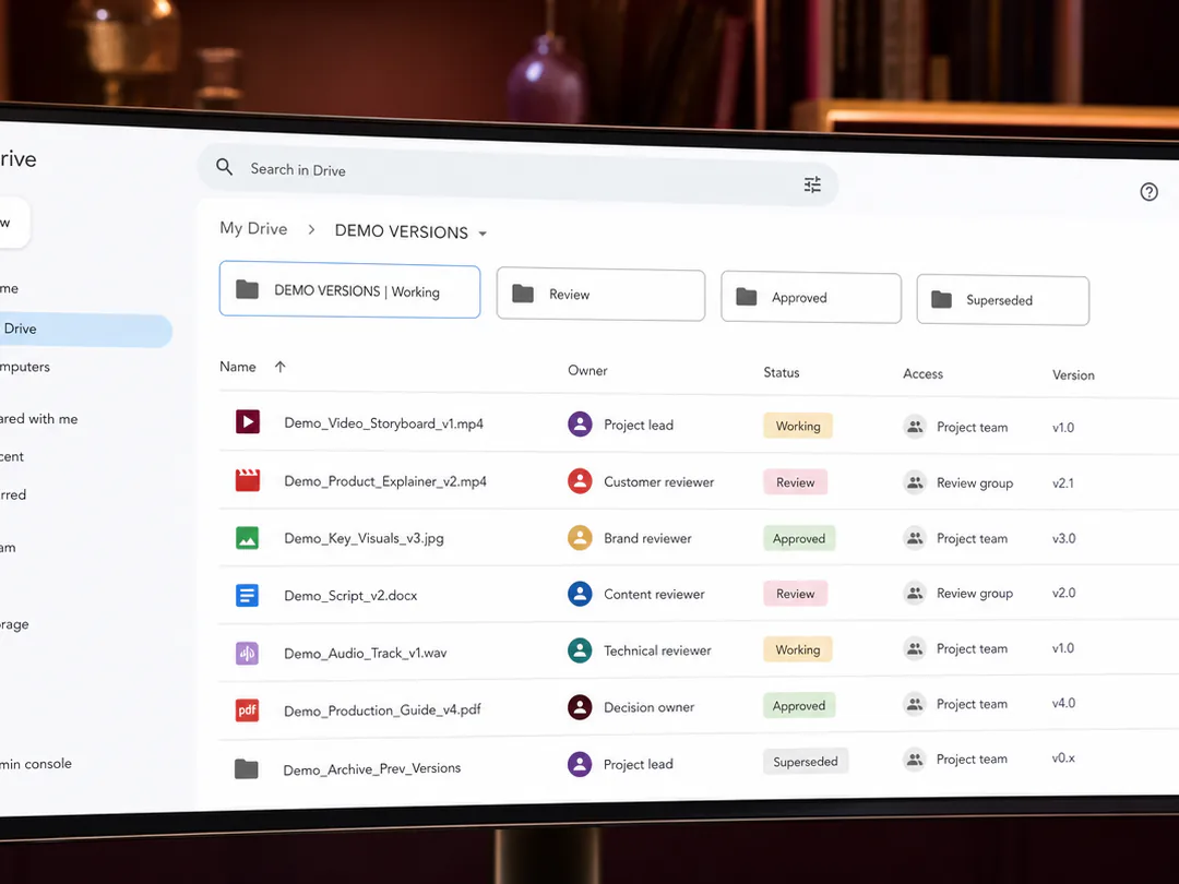 Clear version status prevents old or unapproved assets from returning to the workflow.