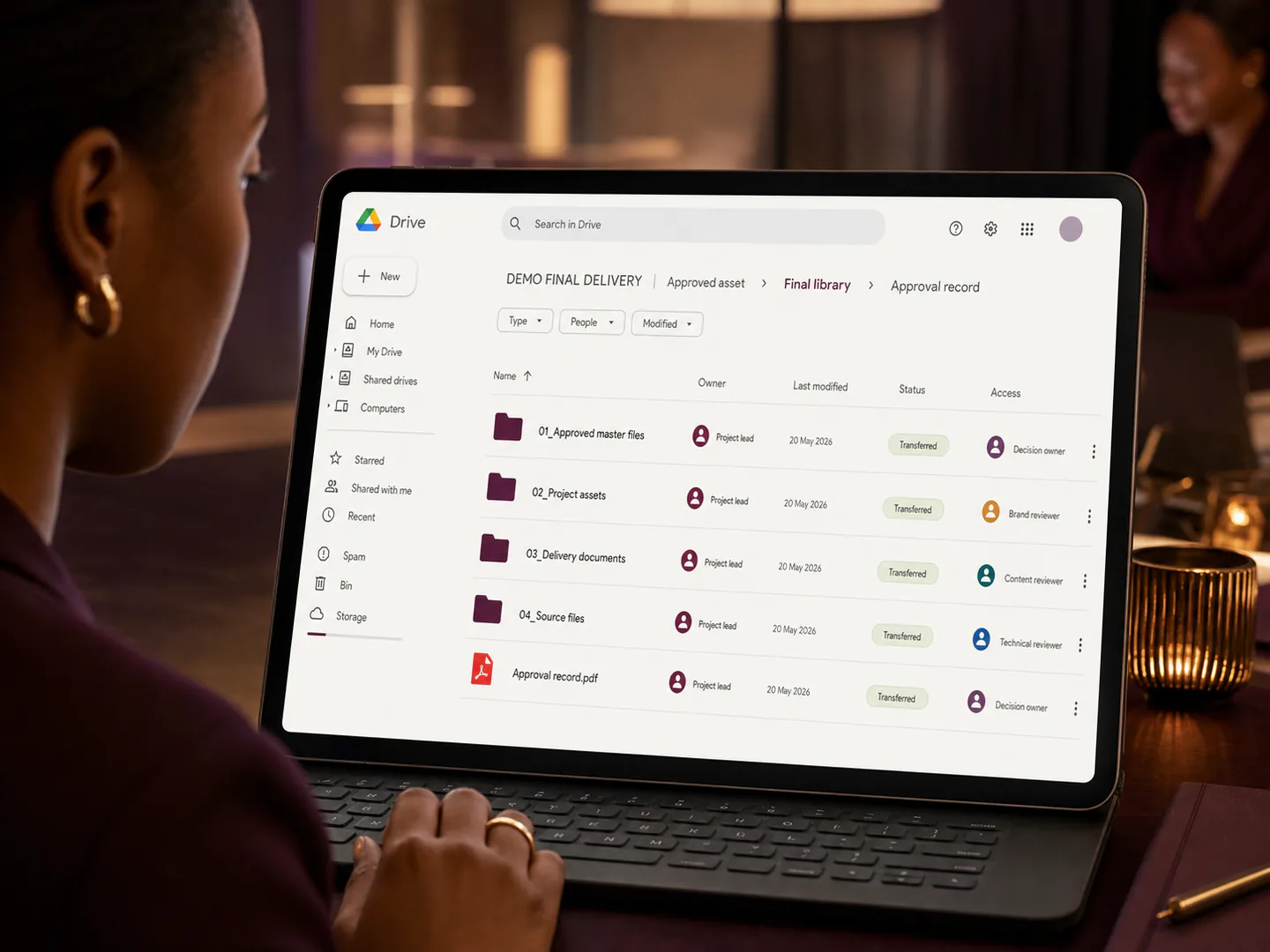 The approved version is recorded and transferred into the final delivery location.