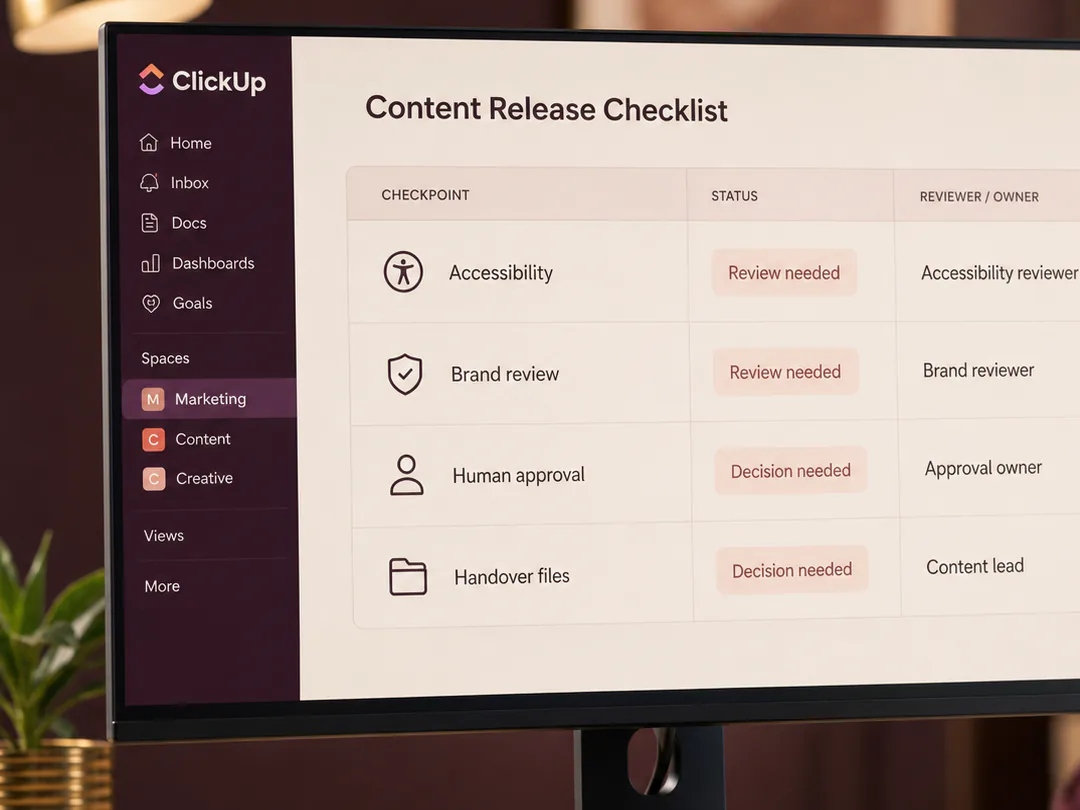 Final content passes accessibility, brand and human approval checks before handover.