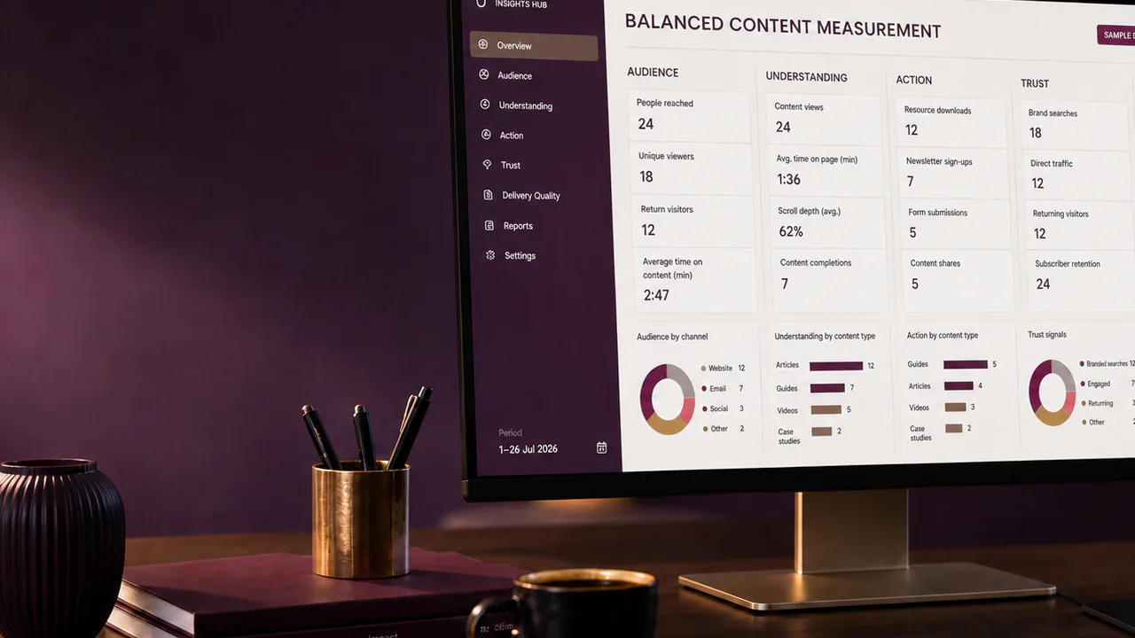 A multimedia project manager measures customer outcomes and content quality beyond views.