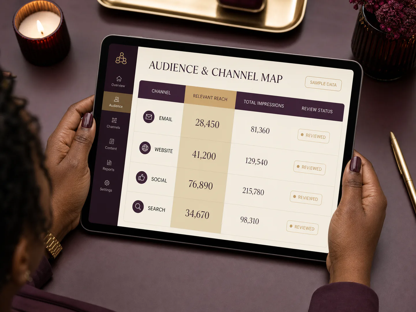 The team measures whether the intended audience reached the content in the right context.
