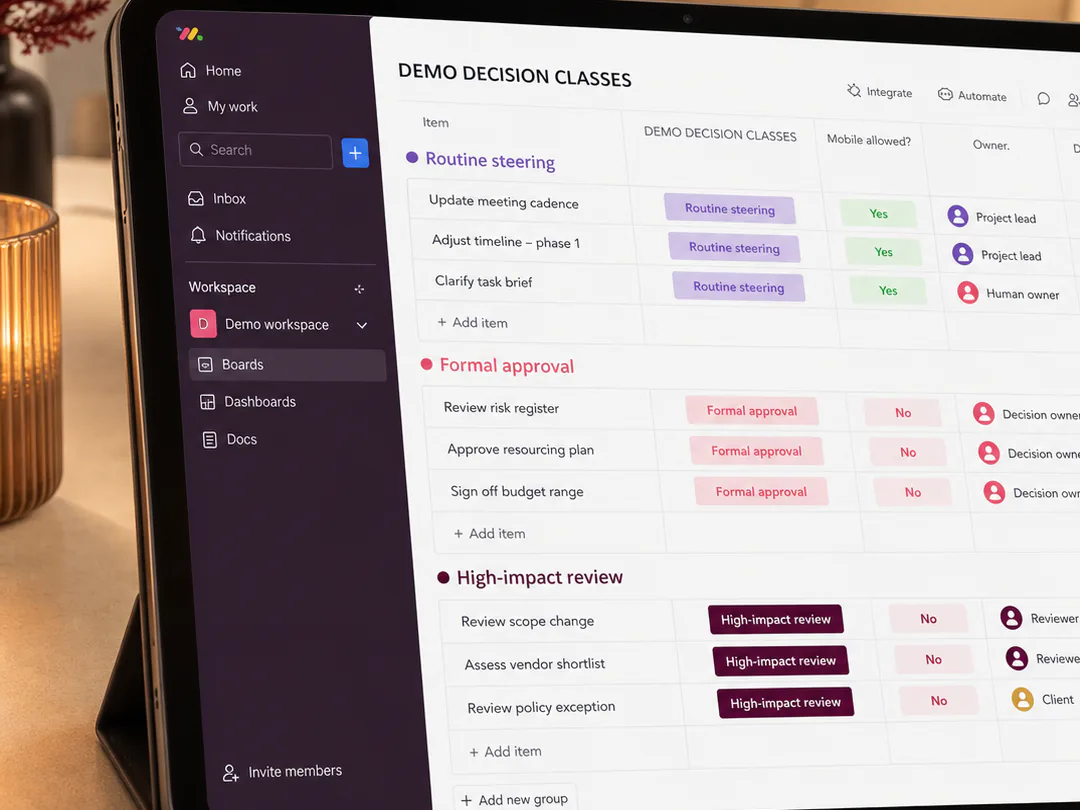Project decisions are classified before mobile approval is enabled.