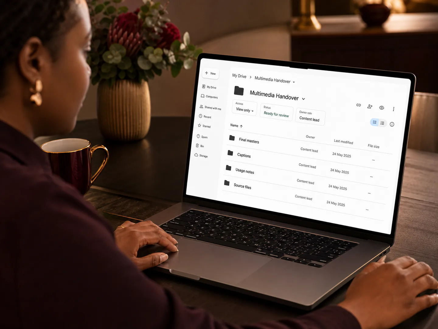An organised multimedia handover includes approved assets, captions and usage notes.