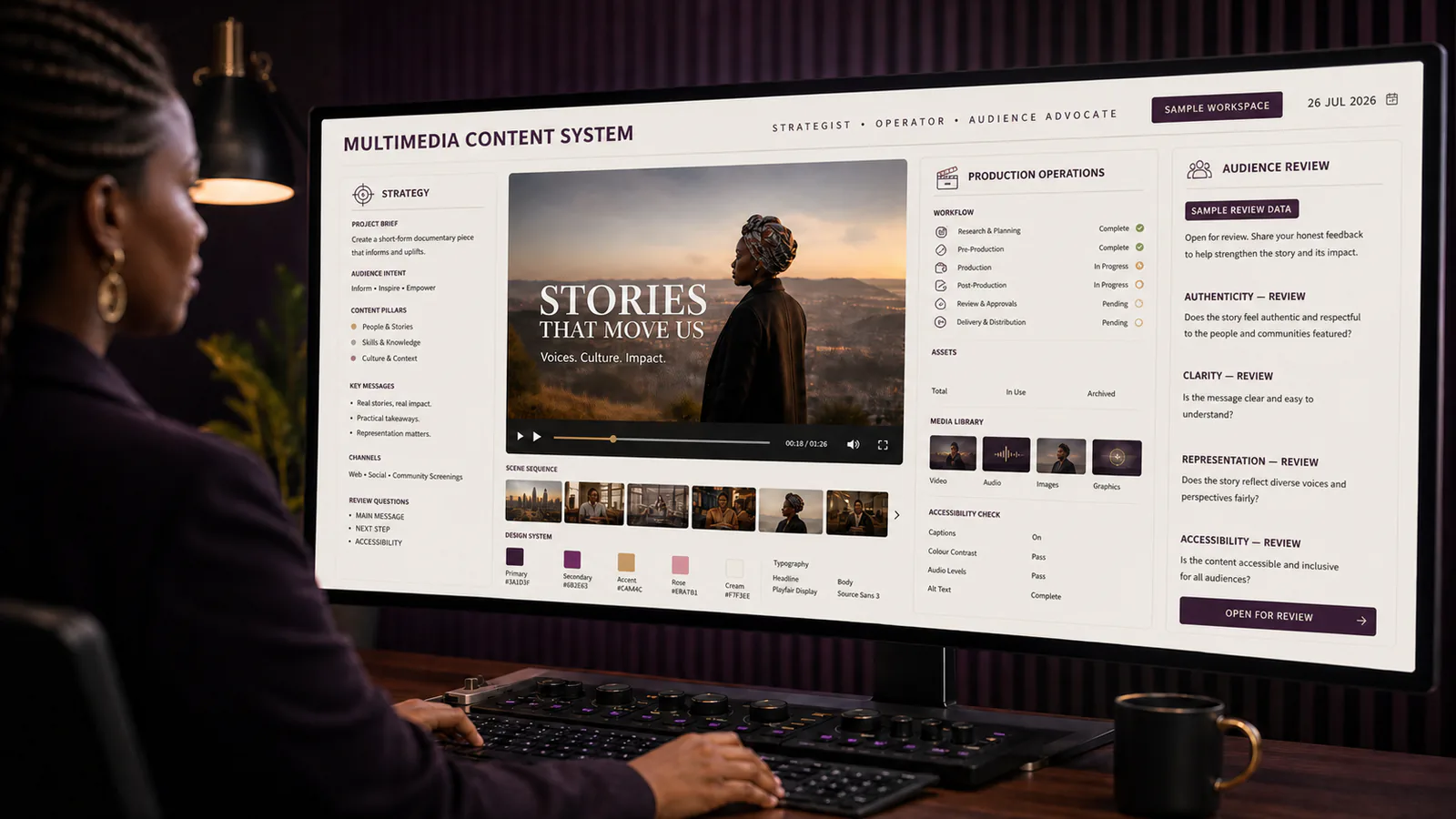 A multimedia content creator combines strategy, operations and audience advocacy.