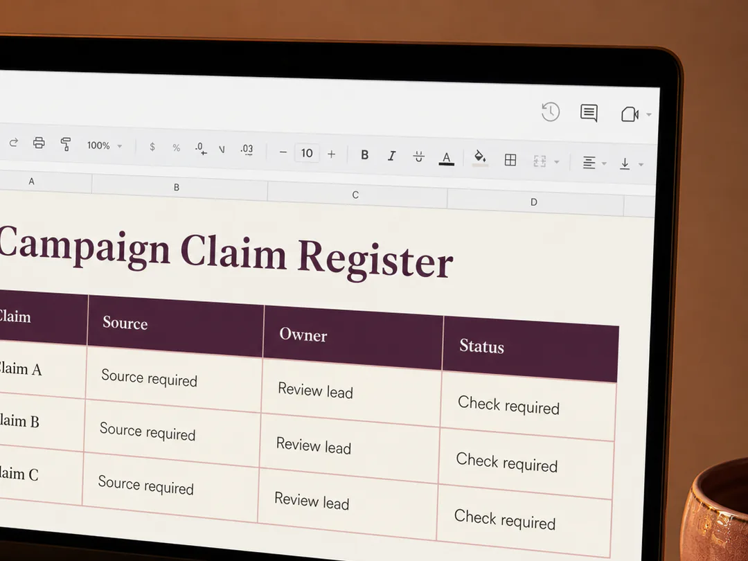 Public campaign claims are linked to sources and responsible owners.