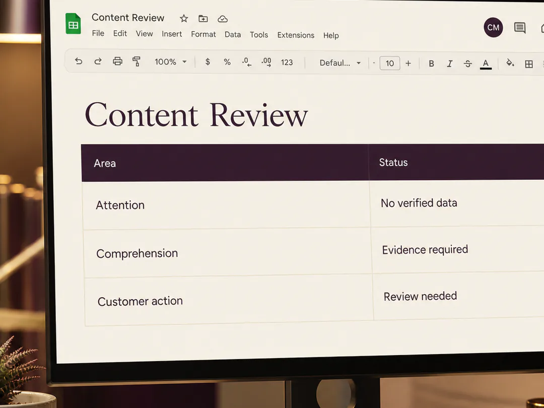 A review session considers attention, understanding and customer action together.