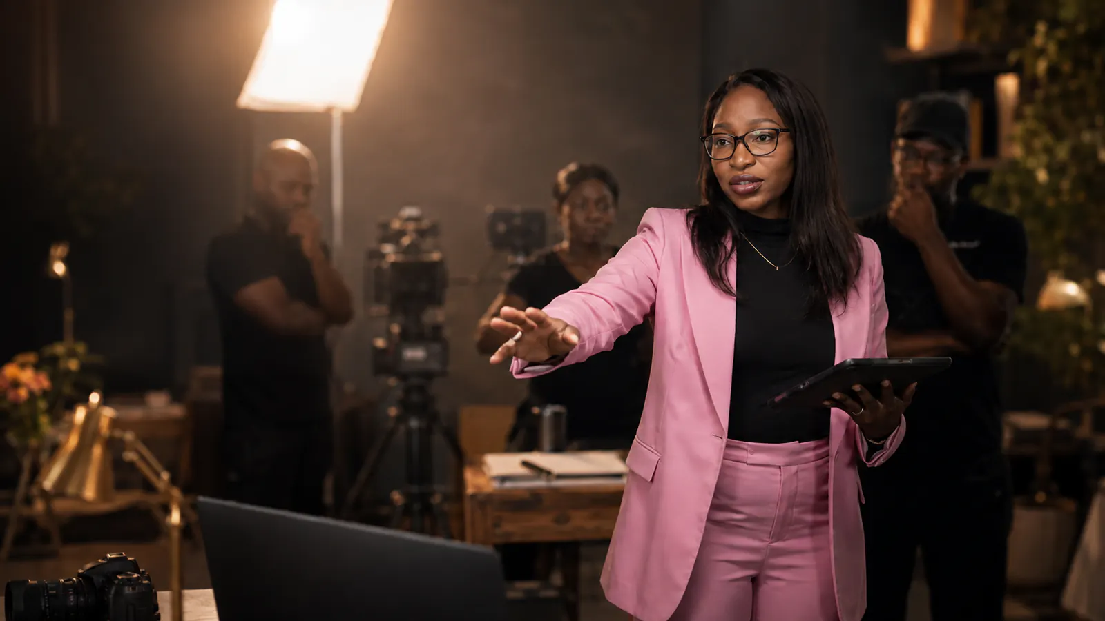 Bongiwe Selane in a cinematic project-delivery setting.
