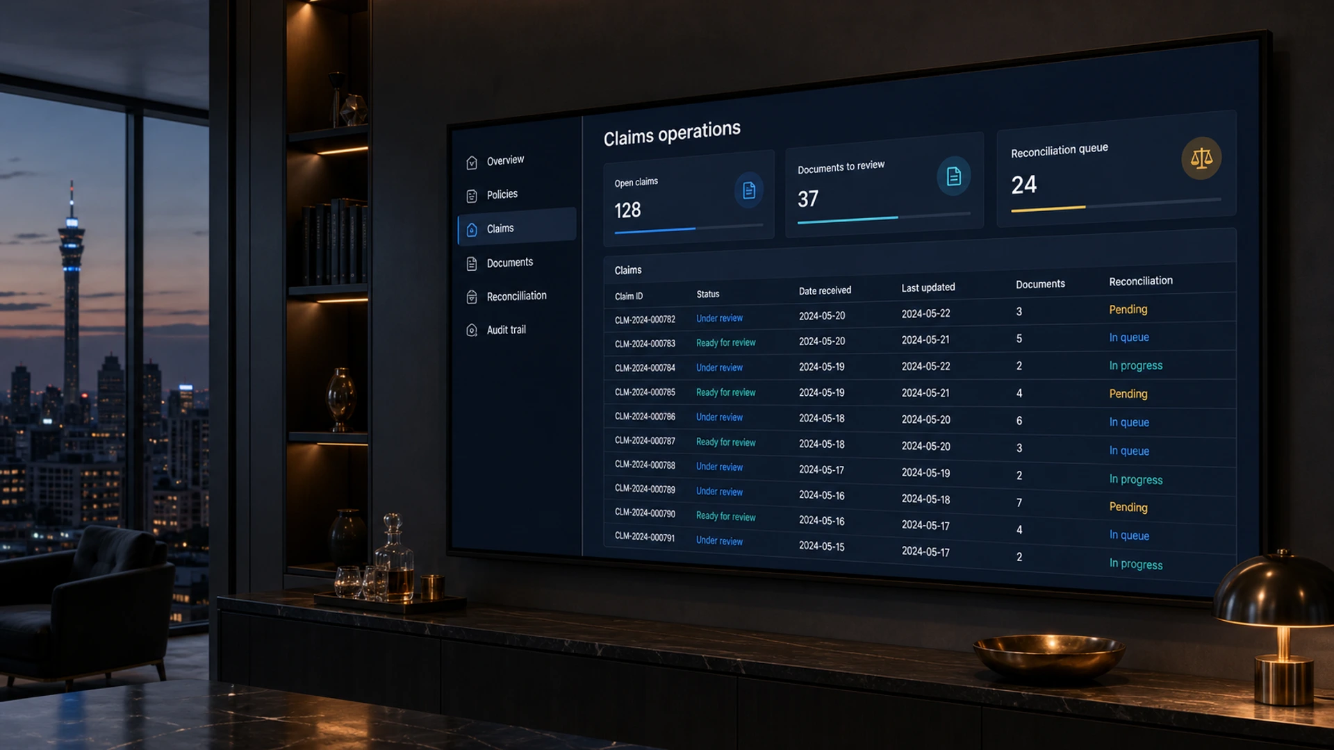 Generated EarCodeX insurance-administration prototype concept, not a real product screenshot