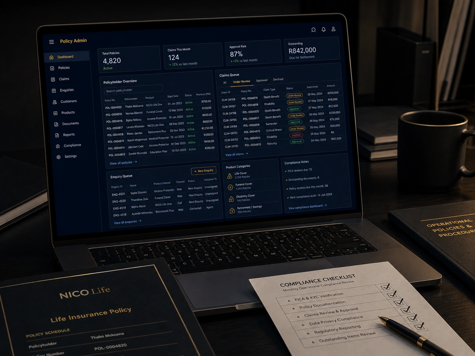 Generated insurance claims-workflow context associated with the NICO Life case